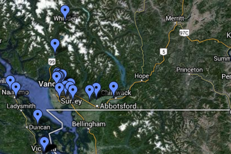 BC Brewery Listings Map [Classic Version]